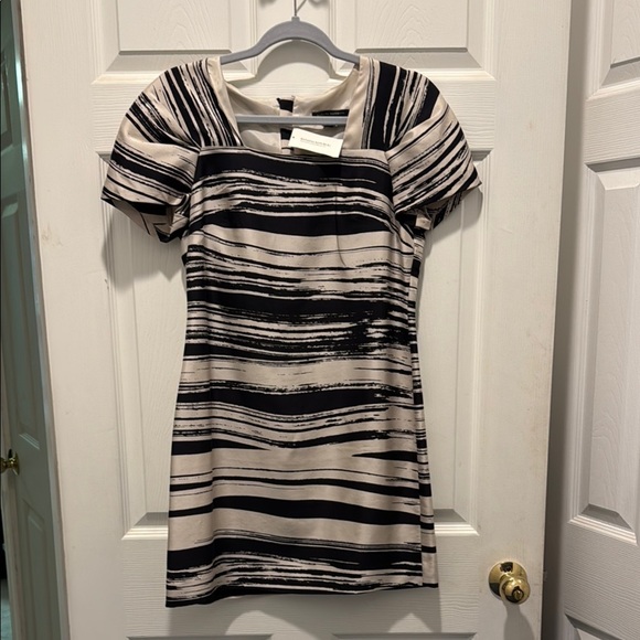 Black and Beige Striped Dress - Picture 1 of 12